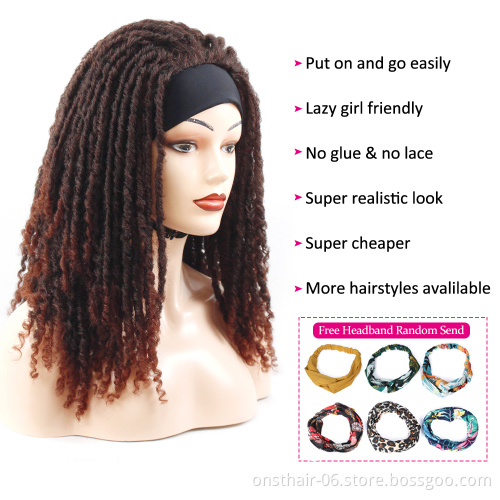 Onst 110 Styles Dreadlock  Box Braided Wigs Headband Wig for Black Women Short Curly Crochet Hair Braids Scarf Hair Turban Wig